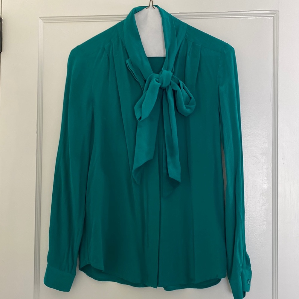 Silk tie blouse